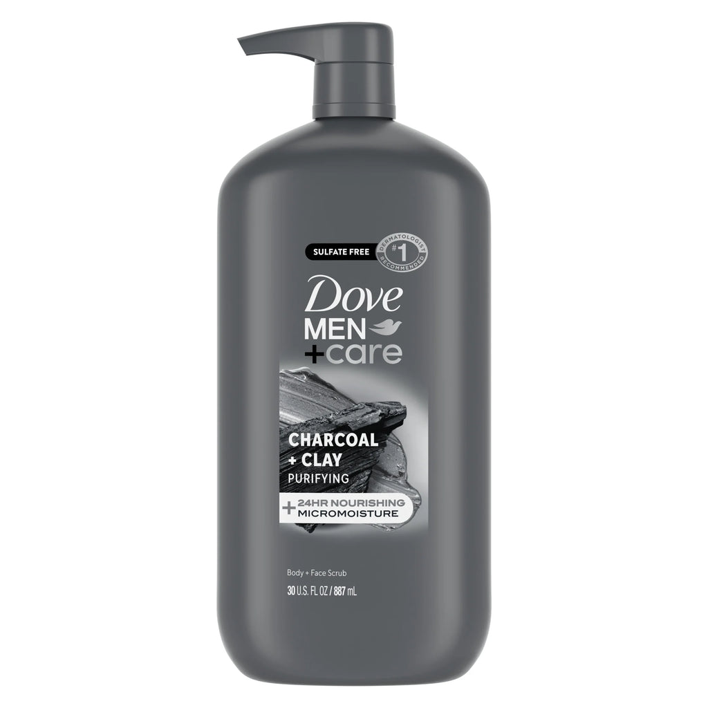 (Paquete De 4)  Purifying Hidratante Cara Y Cuerpo Wash, Carbón Y Arcilla, 30 Fl Oz