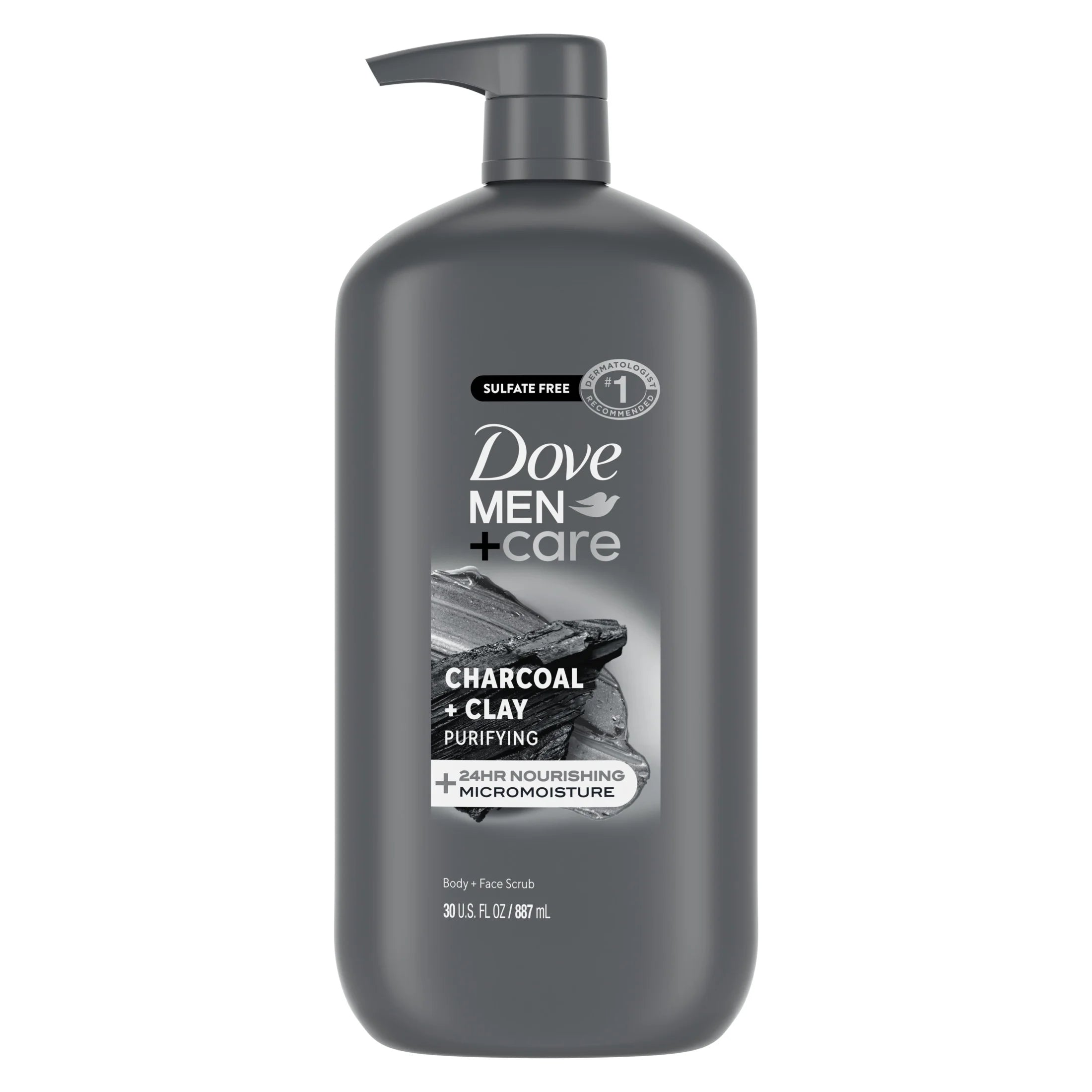 (Paquete De 4)  Purifying Hidratante Cara Y Cuerpo Wash, Carbón Y Arcilla, 30 Fl Oz
