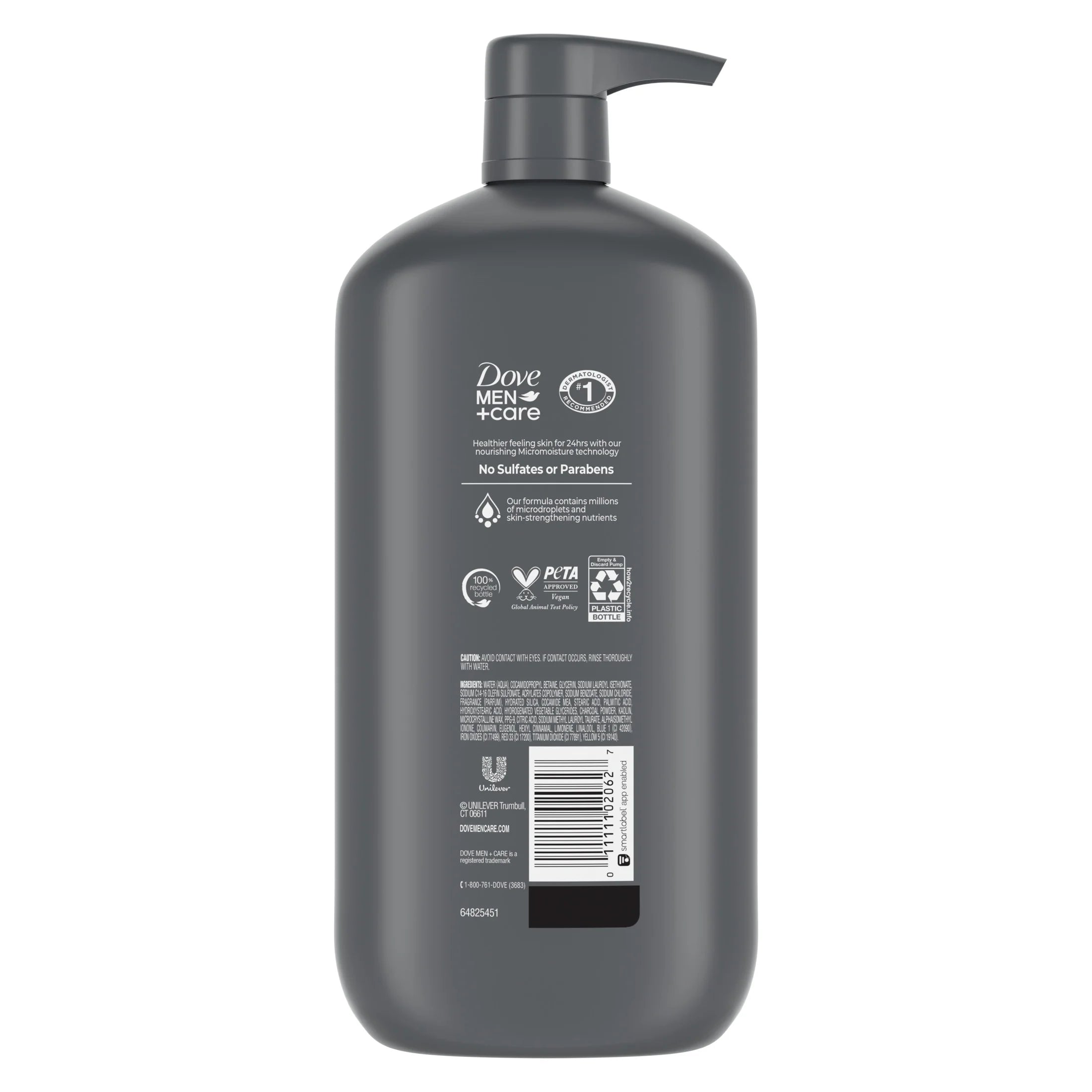 (Paquete De 4)  Purifying Hidratante Cara Y Cuerpo Wash, Carbón Y Arcilla, 30 Fl Oz