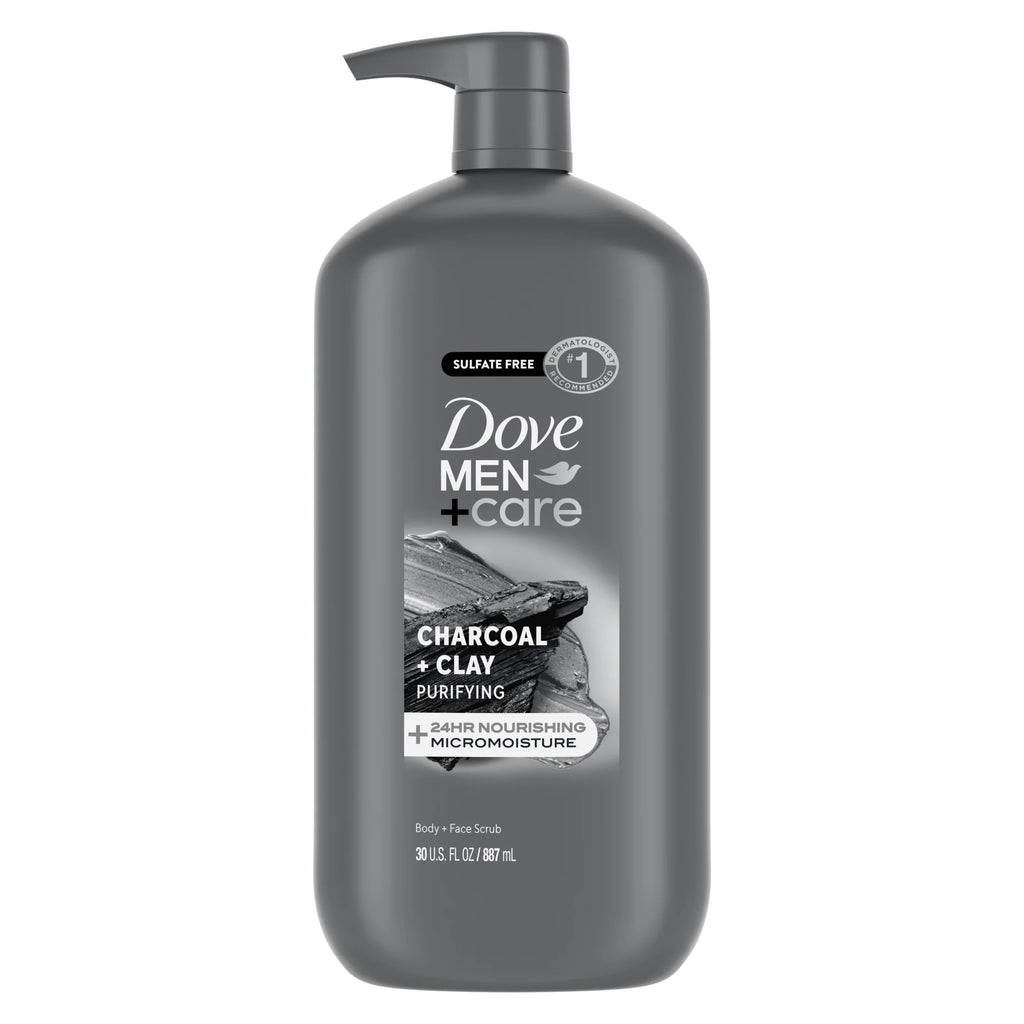 (Paquete De 4)  Purifying Hidratante Cara Y Cuerpo Wash, Carbón Y Arcilla, 30 Fl Oz